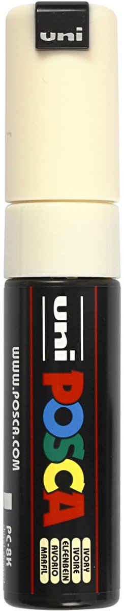 Uni Posca Marker, lijndikte: 8 mm,  PC-8K , ivory, breed, 1stuk [HOB-278019]